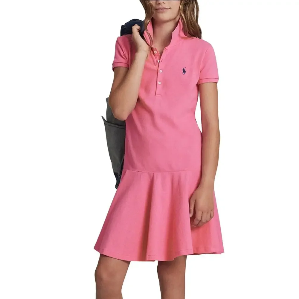 Polo Ralph Lauren Childrenswear Girl's Stretch Cotton Pink Polo Dress Size XL